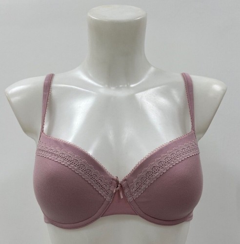 Reggiseno donna nuovo Ex M&S imbottito con ferretto cotone ricco orlo pizzo taglie 32-34DD - Foto 3 di 7