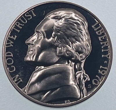 1970 S Jefferson Nickel 5C - Proof - Original Design Modern  (SKU 172)