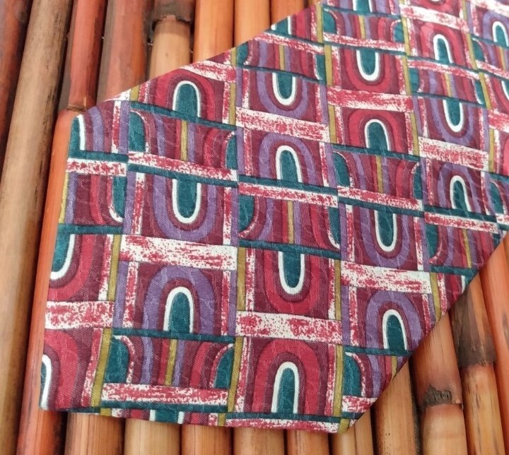 EUC BUGATTI Multicolored Geometric Patterned Rain… - image 1