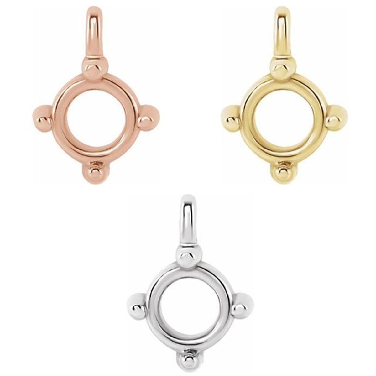 Solid 14K Gold Unset Round Stone 4-Prong Dangle Earring Drop Part Charm  Mount