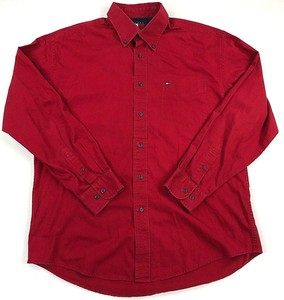 tommy hilfiger red long sleeve shirt