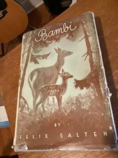 BAMBI EARLY BOOK PRINTING-HARDBACK,JACKET-FELIX SALTEN,ILLUSTRATIONS KURT WEISE