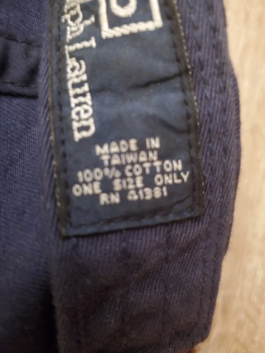 Vintage Polo Ralph Lauren Hat Cap Blue White Pony One Size Dad Leather Strap - Picture 6 of 6