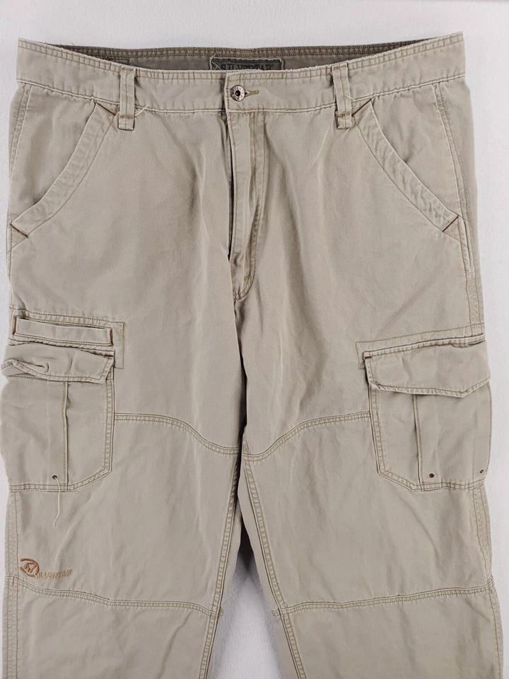 VTG Silvertab Pants Mens 40x32 Khaki Trooper Cargo Baggy Y2K Utility Paratrooper - Image 2 of 4