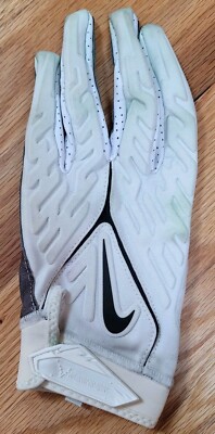 NIKE SUPERBAD NFL SINGLE LEFT HANDED LEATHER FOOTBALL GLOVE SIZE 3XL WHITE GRAY