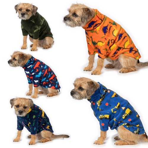 Rydale Patterned Fleece Dog Jumper Full Zip Pet Puppy Coat Clothes 5 Colours