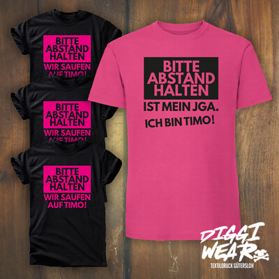 JGA BITTE ABSTAND HALTEN | Junggesellenabschied FUN HANGOVER PARTY SHIRT S-5XL