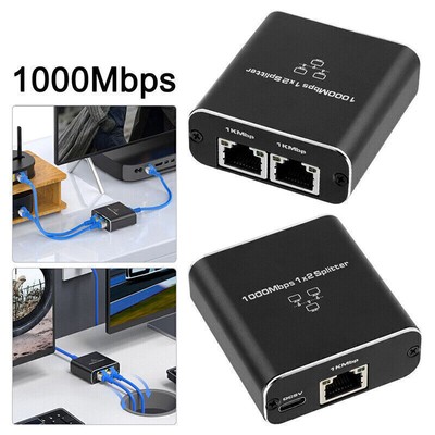 Neu Ethernet Splitter Adapter RJ45 Kabel LAN Netzwerk Internet 1 IN 2 Ausgang