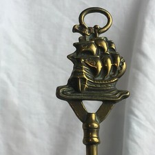 ANTIQUE VICTORIAN SHIP BOAT DESIGN TOP OLD  VINTAGE BRASS TOASTING FORK