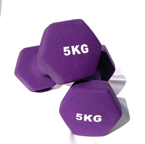 2 Mancuernas Hexagonales de Neopreno 5 Kilos Fitness Aerobic Gimnasio - Imagen 3 de 3