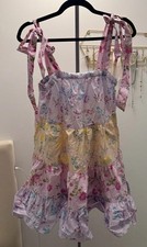 Love Shack Fancy Target Dress Womens Sz M Jeanne Floral Tiered Tie Strap Ruffles