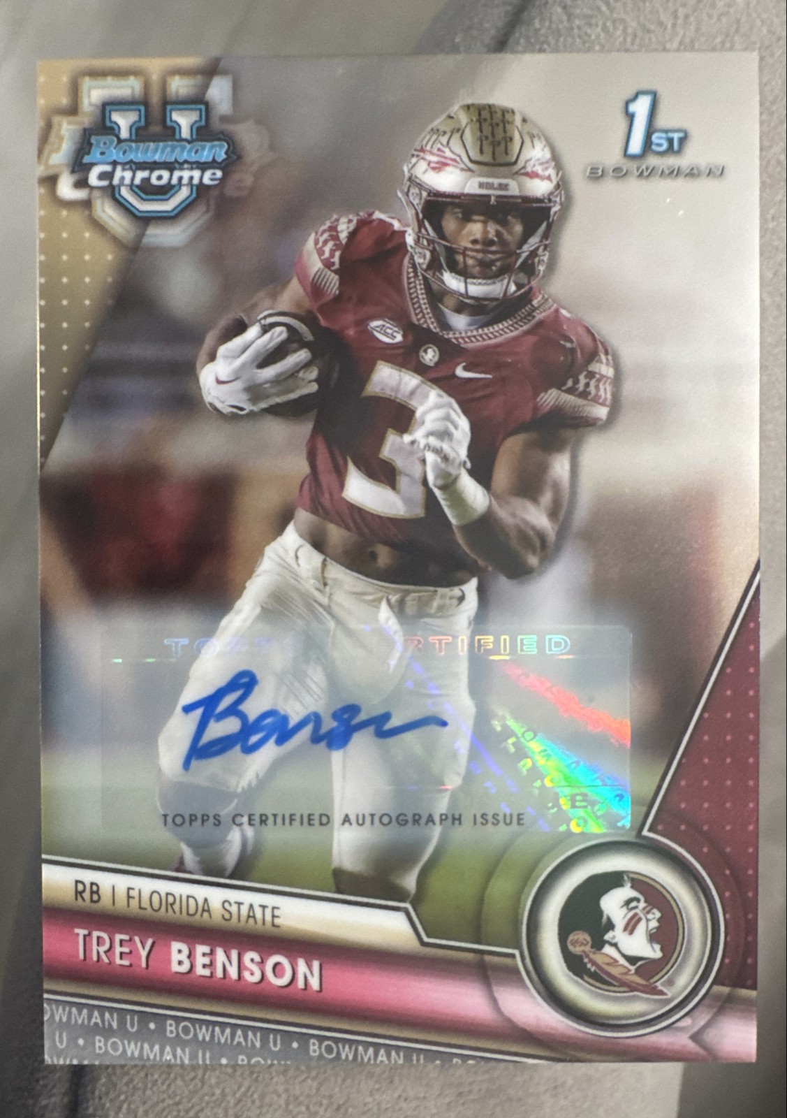 2023 Bowman University Chrome Prospect Autographs Trey Benson #5 AUTO RC rookie 