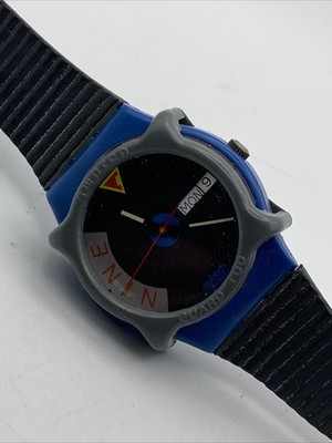 1989 Vintage Swatch Watch GS701 Blue Jet New Battery Read