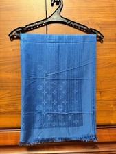 1Louis Vuitton Italy Silk Monogram LV Gray Long Scarf Shawl34