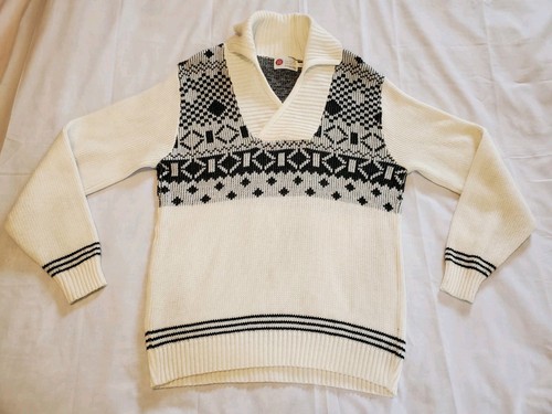 Vintage 80s Kings Road Sears Mens Store Acrylic Knit Cardigan Ski Sweater Large