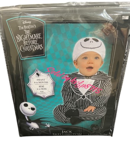 Jack Skeleton Baby Halloween Costume Size 6-12 Months Nightmare Before Christmas - Picture 2 of 3