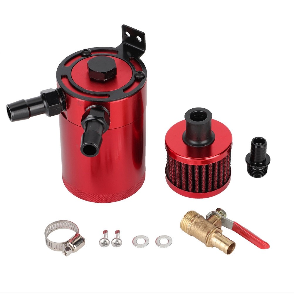 Universal Aluminum Alloy Oil Tank Reservoir Catch Can With 2 Port Accessory Kit