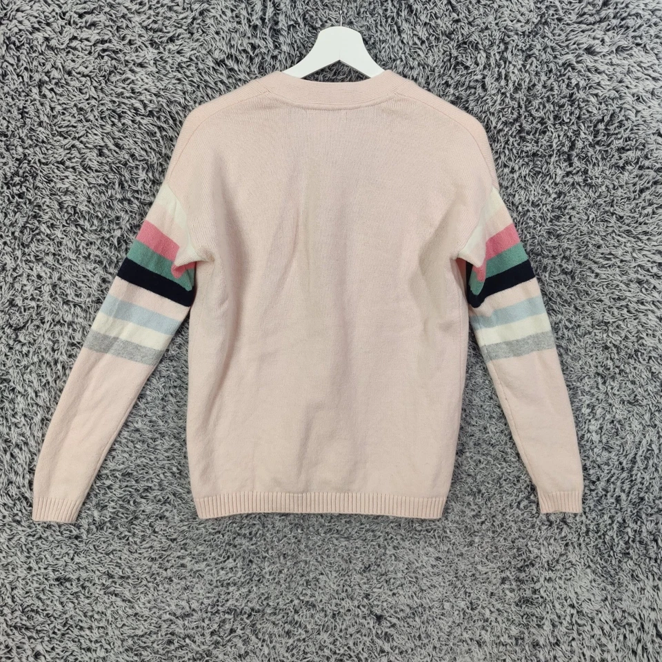 Cárdigan suéter de lana de cachemir Boden para mujer talla 6 rosa tejido a rayas preppy coed Foto 2 de 4