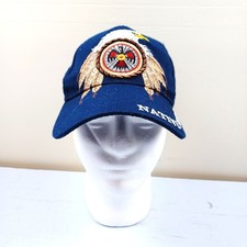 Native Pride Navy Blue Adjustable Baseball Cap With Embroidered Eagle  Feathers