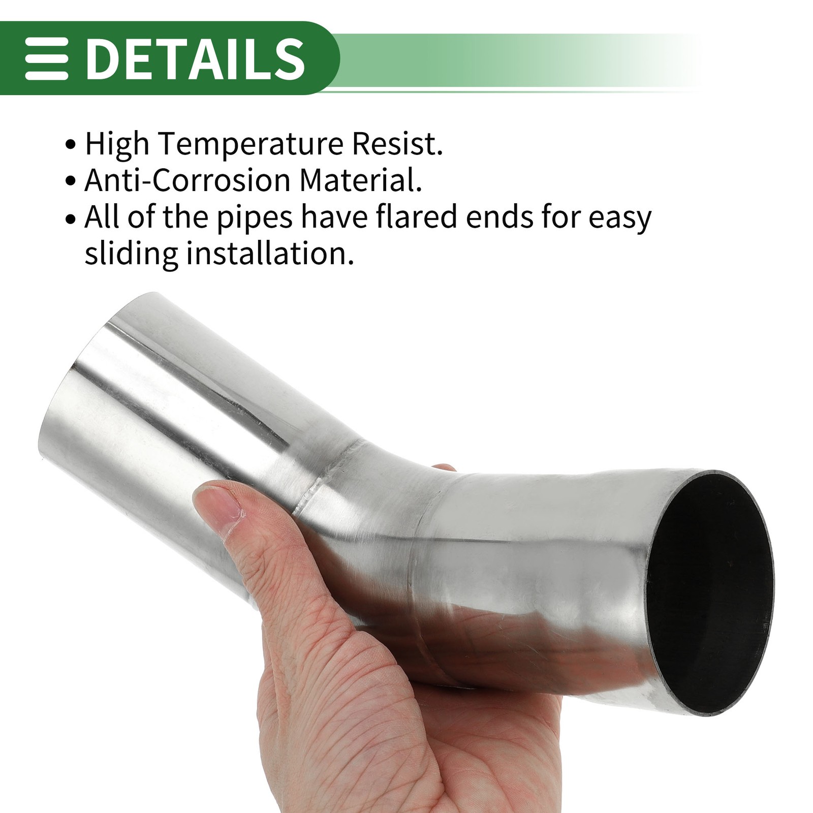 45 Degree Mandrel Exhaust Tube 2" OD 3.94" Leg Length T304 Stainless Steel