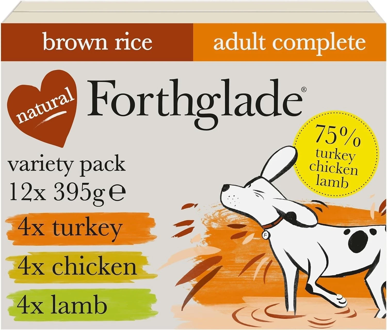 Forthglade Wet Dog Food Variety Wholegrain&Hypoallerg Turkey Lamb Chicken 12x395