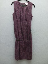 Michael Michael Kors Women 12 Dress Purple Tweed Sheath Sleeveless Side Zip