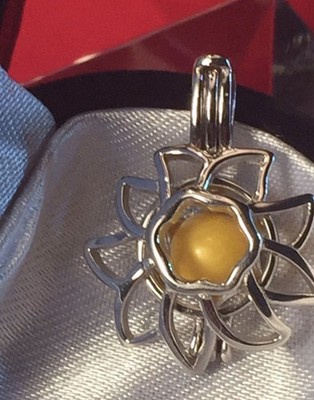 925 Sterling Silver sunflower Pendant pearl cage