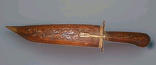 Dagger Knife Hand Carved Wooden Sheath Brass Lock Blade  read Description 