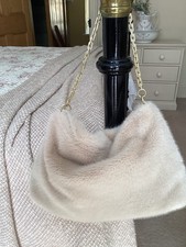 M & S Cream Fur Shoulder Bag