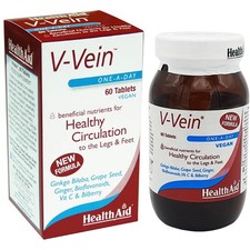 Health Aid V-Vein 60 Tablets Vegan Vegetarian Diet Free of Gluten, Wheat & Soya
