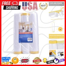 Versatile Pre-Taped Masking Film - 3X 9ft x 90ft Rolls for Home  Auto Projects