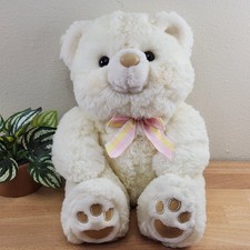 Vintage Russ Creampuff Plush Bear Pastel Plaid Bow 11"