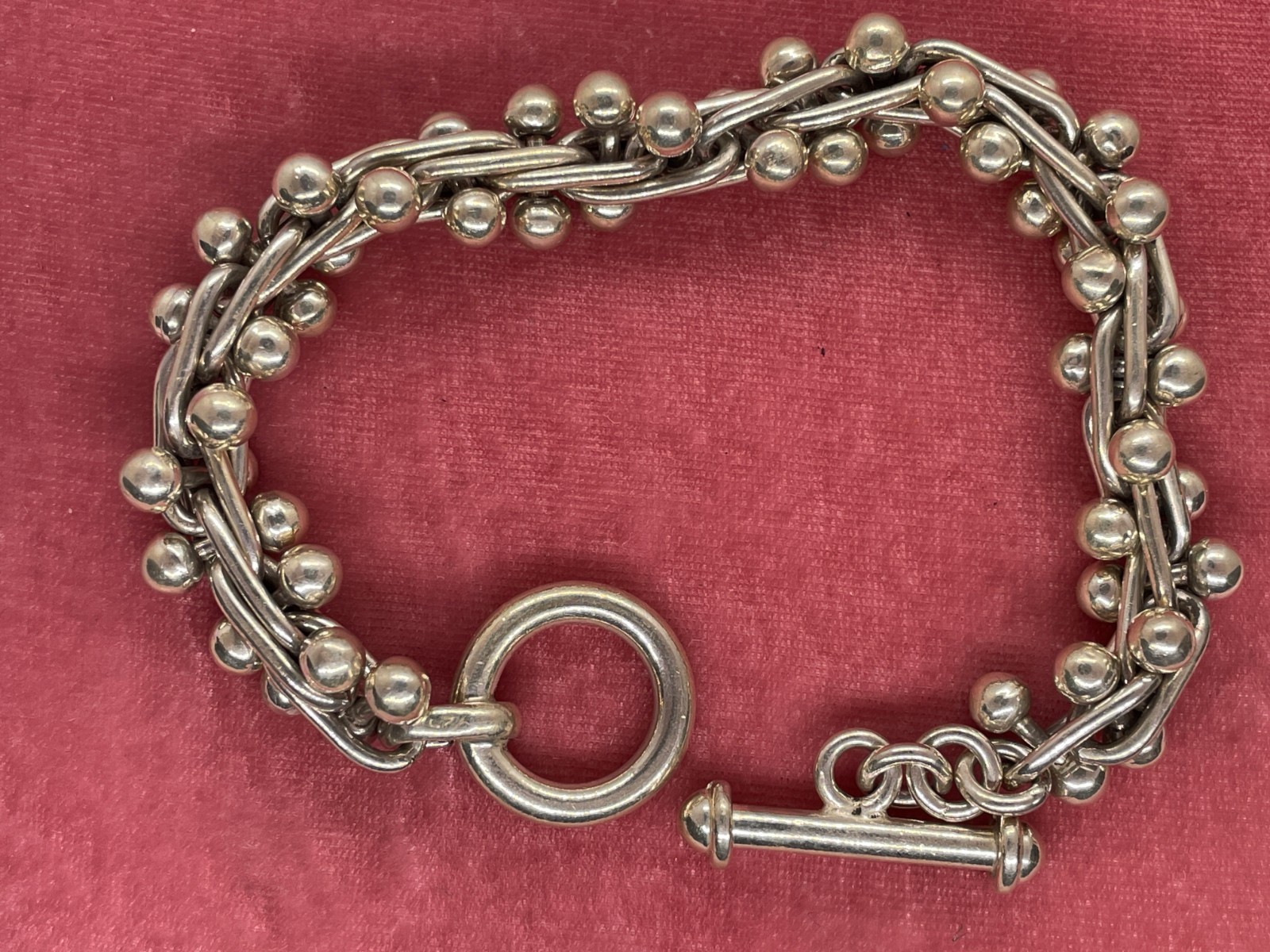 SOLID STERLING SILVER HEAVY FANCY LINK BRACELET 6… - image 3