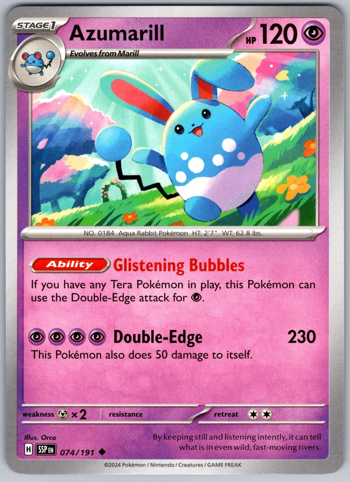 Azumarill 074/191 Uncommon Surging Sparks Pokemon Near Mint