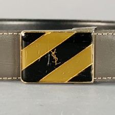 YVES SAINT LAURENT Vintage Size 37 Grey Silver Leather Belt