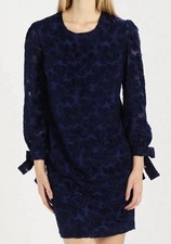 Banana Republic Women’s Navy Floral Tie-Sleeve Shift Dress Long Sleeves Size 6