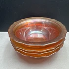 4 VTG Depression Glass Federal Glass Normandie Iridescent Marigold Bowl 8.25"