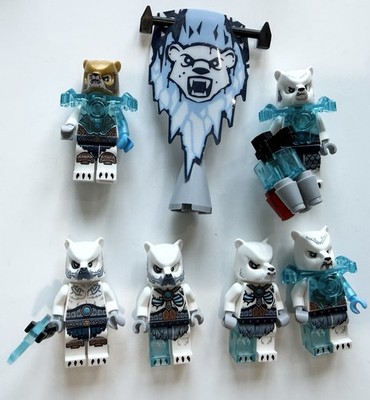 LEGO Legends of Chima Ice Tribe Bear Minifigure Lot of 6 w/ Banner