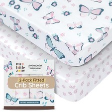 Baby Crib Sheets Girls Toddler Bed Cotton Fitted Floral Set of 2 Soft Breathable
