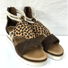 Diba True Green Clover Browning Cheetah Print Size 12 Wedge Gladiator Shoe NIB