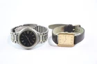 Vintage Seiko Gold Tone & Titanium Quartz Watches Working x 2