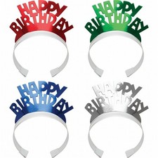 Happy Birthday Foil Tiaras 4 Per Pack Birthday Party Favors Supplies Decoration