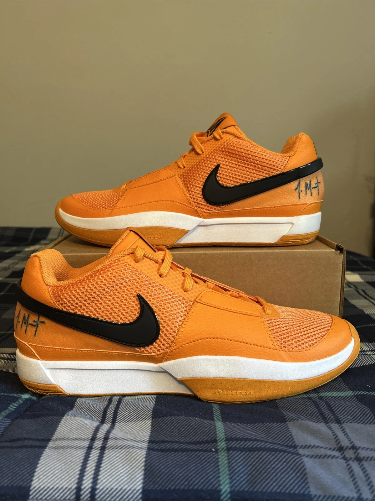 Scarpe da basket Nike Ja Morant 1 TB RARE arancione bianco HJ7386 800 da uomo taglia 12