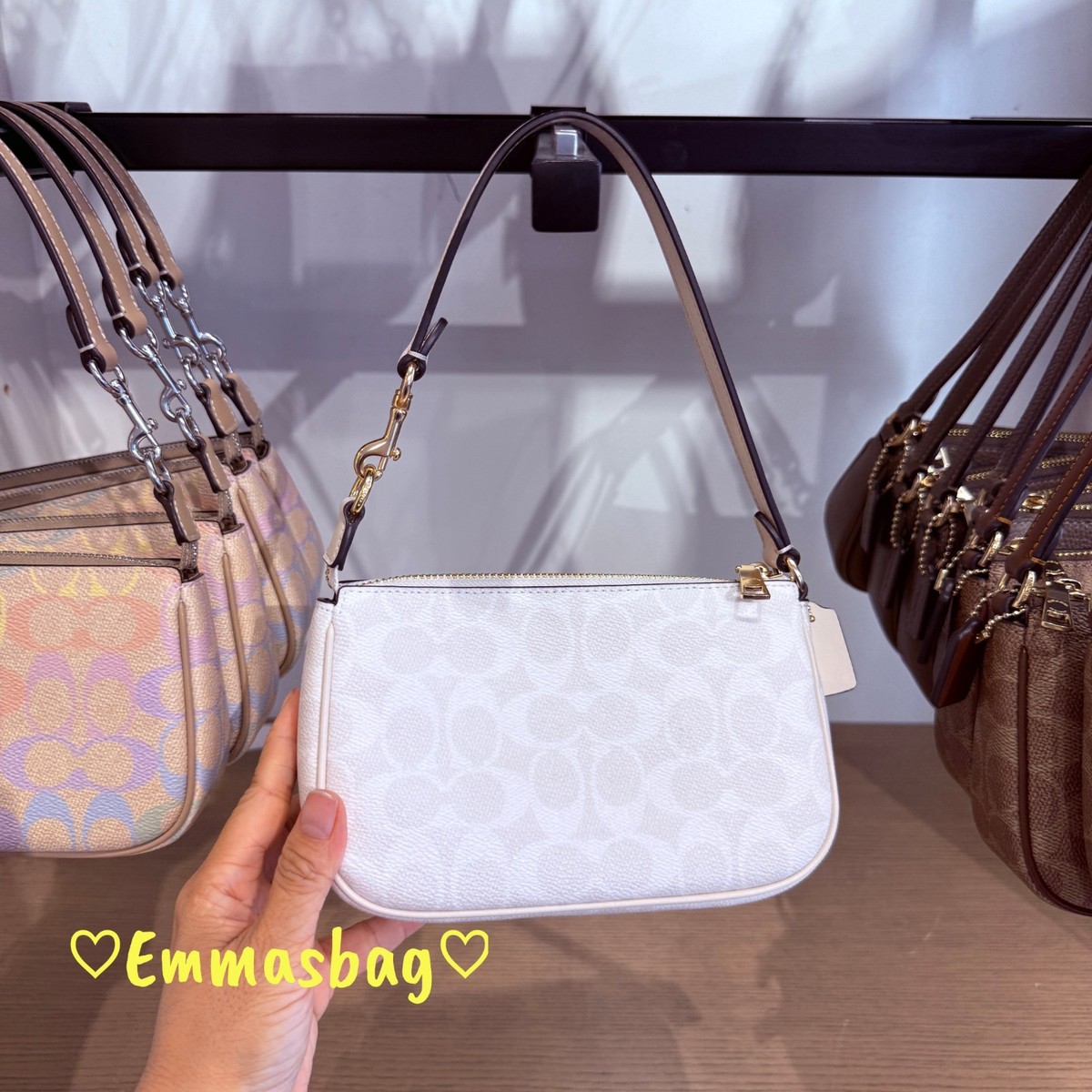 Coach Nolita 19 Signature Canvas Shoulder Bag in Gold Sand and