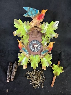 Vintage Black Forest Colorful Cuckoo Clock - Works