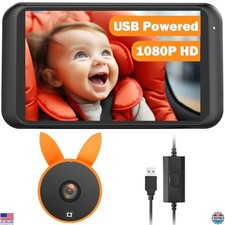 USB Baby Car Camera - 4.5" 1080P Backseat Monitor with 360  Rotation for Seats