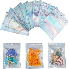 80pcs Rectangle Zip Lock Plastic Laser Bags Resealable Bags Clear 14.9x10.5cm