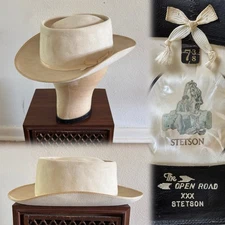 1960s Stetson 3x Beaver Open Road 7 3/8 Telescope Gambler Hat Fedora Vtg 60s