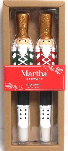 Martha Stewart Set of 2 Nutcracker Soldiers Red and Green 10" Taper Candles - product listing photo