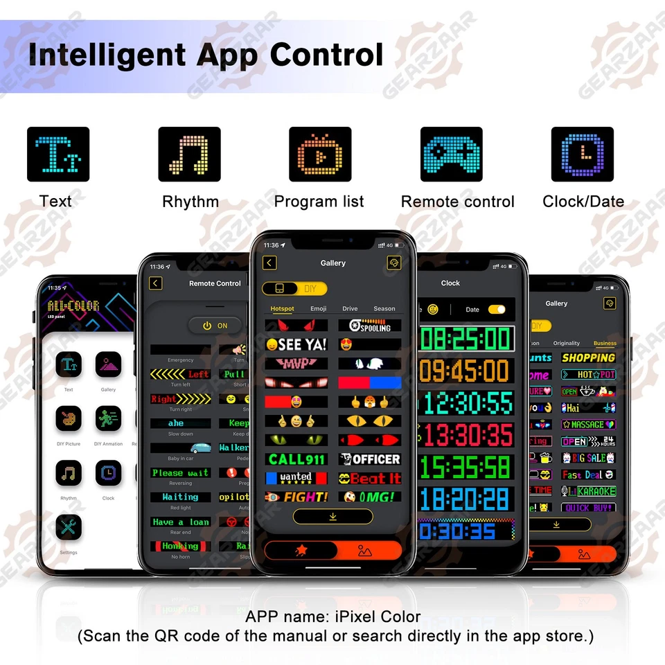 Car RGB LED Sign Scrolling Message Display Board Screen Programmable APP Control - Image 4 of 4